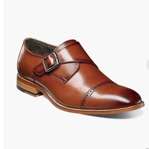 Stacey Adams Men's Brown Leather Monk Strap Shoes